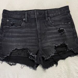 American Eagle Outfitters Black Ripped Jean Shorts